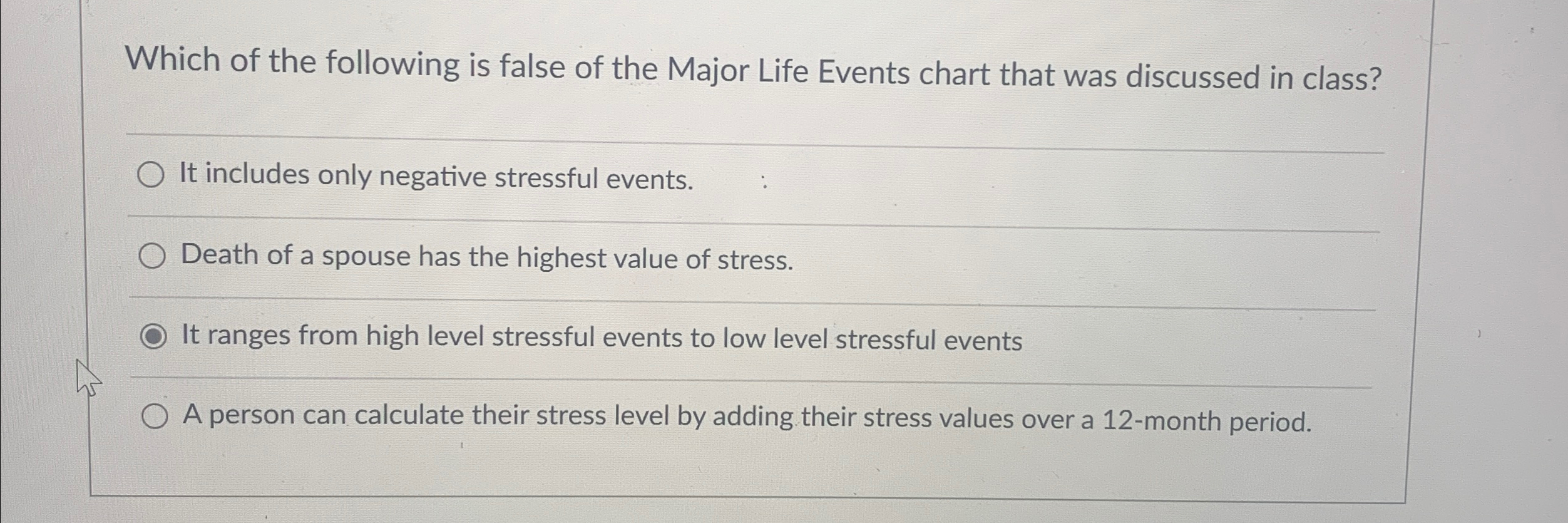 Solved Which of the following is false of the Major Life | Chegg.com