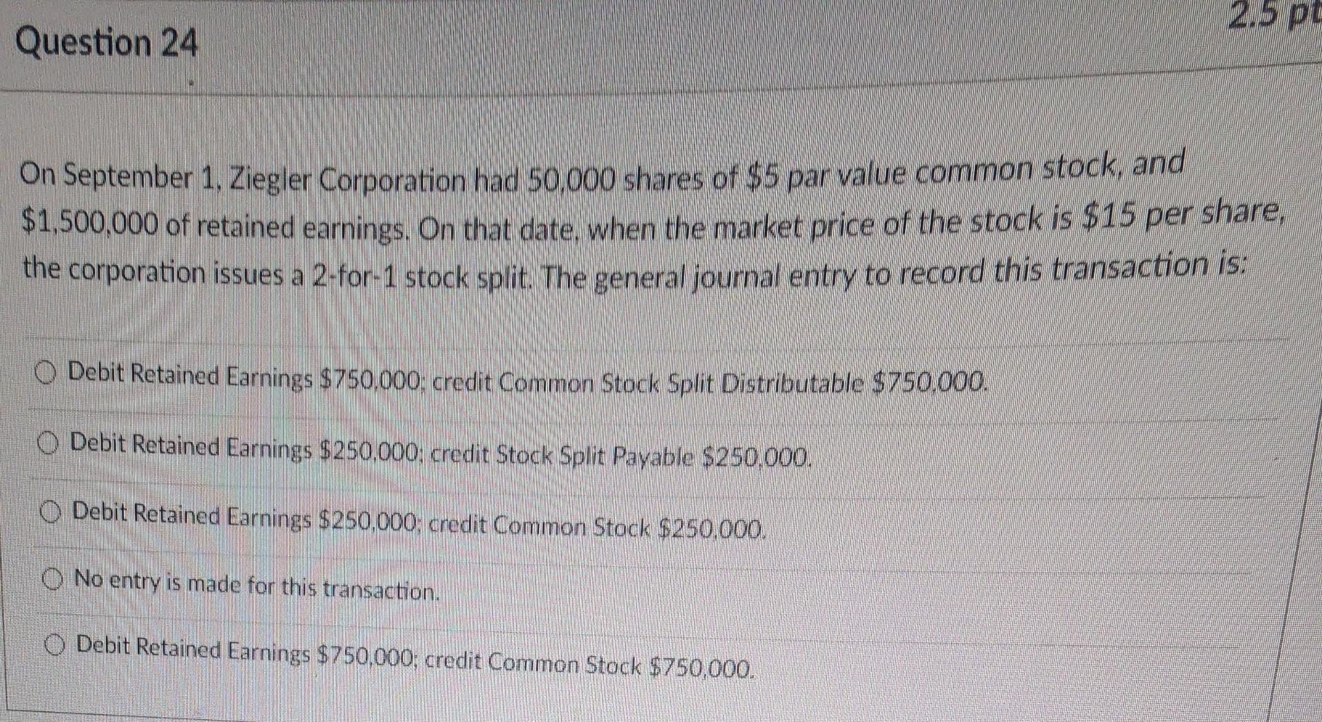[Solved] Debit Retained Earnings 250,000; credit Comm