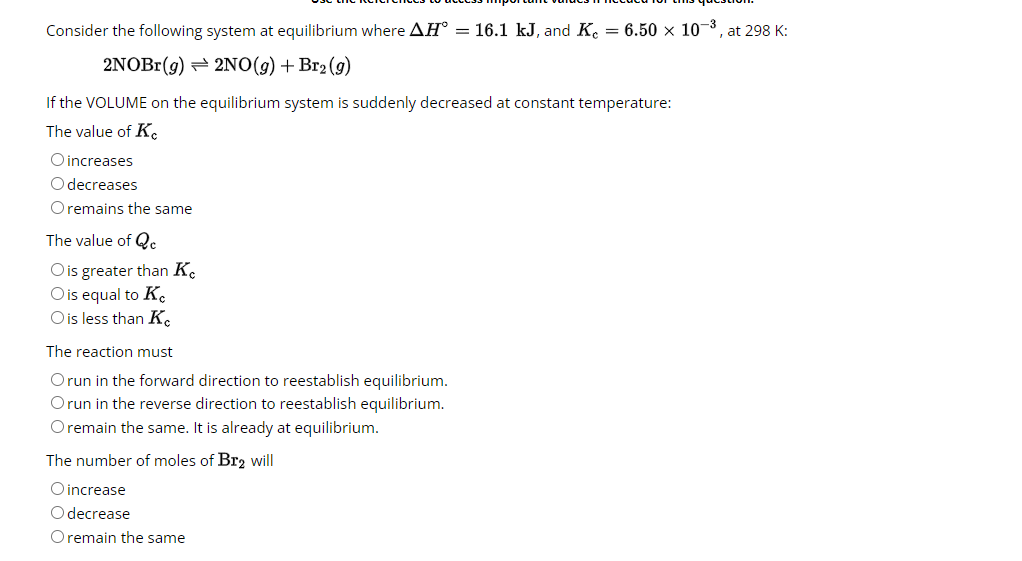 Solved Consider the following system at equilibrium where | Chegg.com