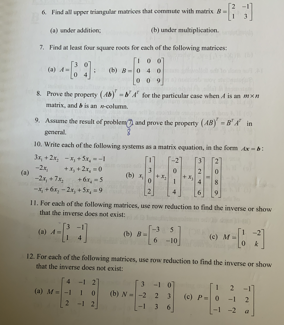 Solved Find all upper triangular matrices that commute with | Chegg.com