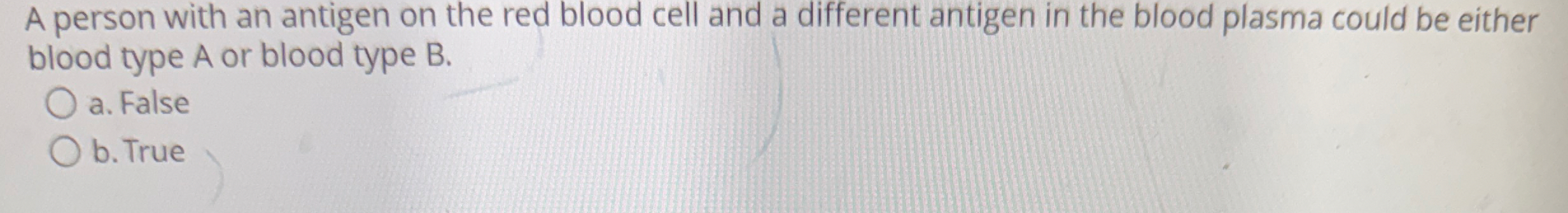 Solved A person with an antigen on the red blood cell and a | Chegg.com