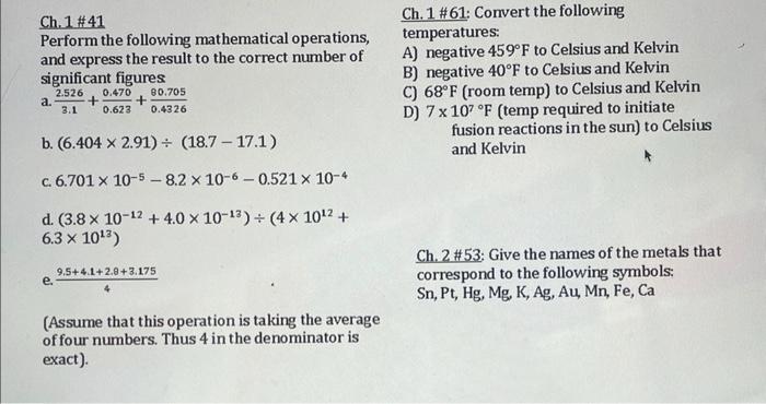Solved Ch. 1#41 Ch. 1 #61: Convert the following Perform the | Chegg.com