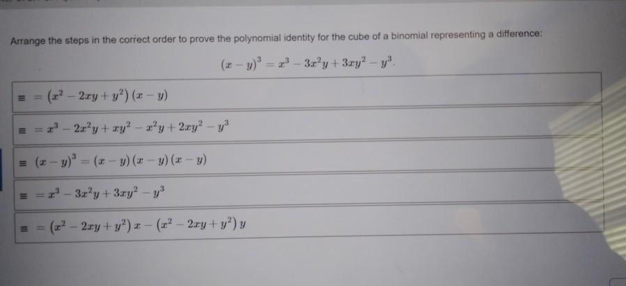 Solved Arrange The Steps In The Correct Order To Prove The Chegg Com