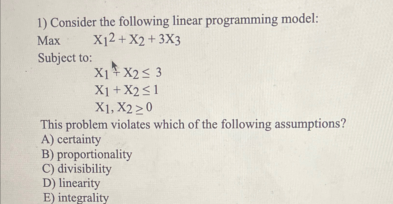 Solved Consider The Following Linear Programming Model ﻿max