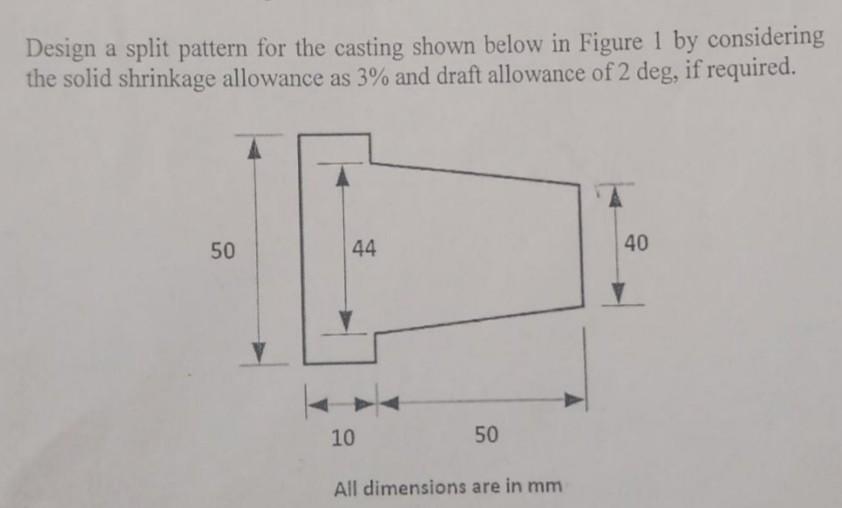 Design a split pattern for the casting shown below in | Chegg.com