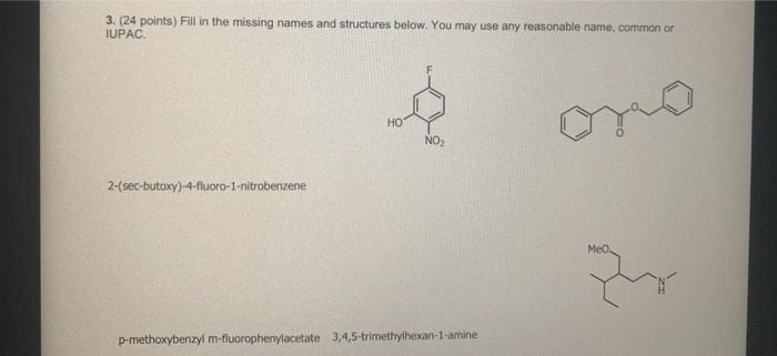 3 24 Points Fill In The Missing Names And Chegg Com