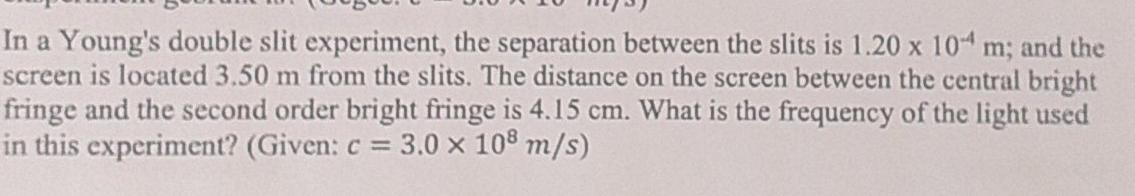 Solved In a Young's double slit experiment, the separation | Chegg.com