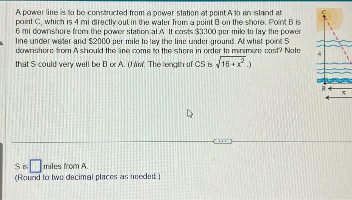 A power line is to be constructed from a power | Chegg.com