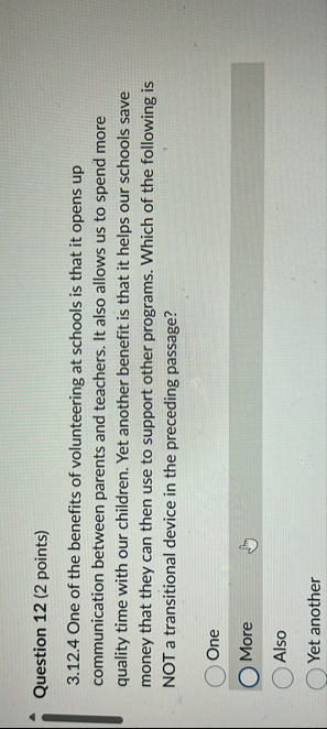 Solved Question 12 (2 ﻿points)3.12.4 ﻿One of the benefits of | Chegg.com