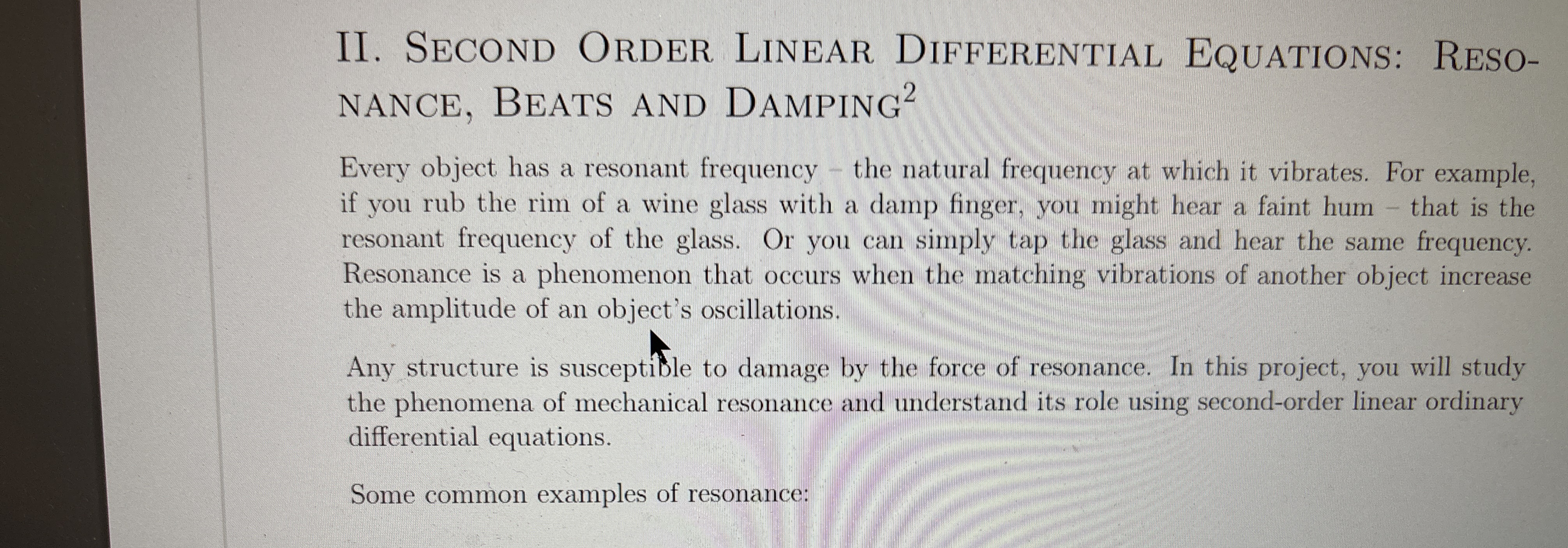 [Solved] II. Second Order Linear Differential Equations Re