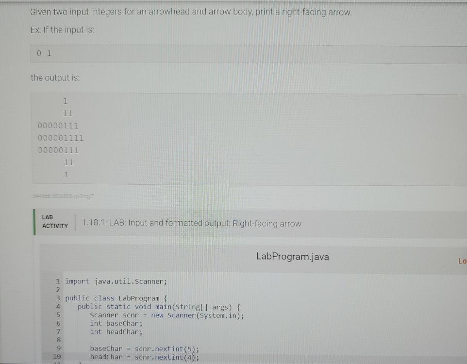 Solved Given two input integers for an arrowhead and arrow | Chegg.com