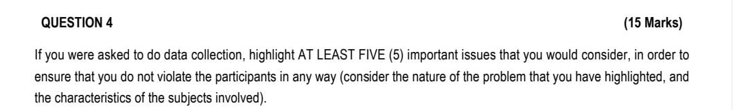 Solved QUESTION 4(15 ﻿Marks)If you were asked to do data | Chegg.com