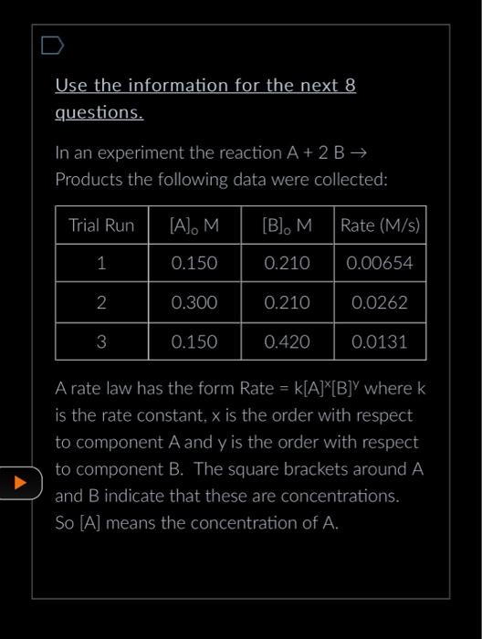 Solved Use the information for the next 8 questions. In an | Chegg.com
