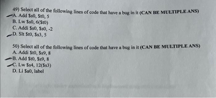Solved 49) Select all of the following lines of code that | Chegg.com
