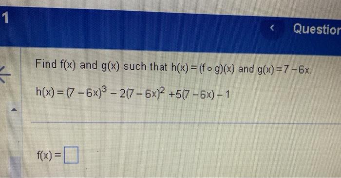 Solved Find F X And G X Such That H X F∘g X And