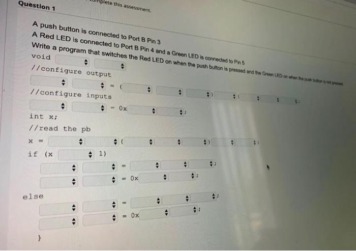 Solved write a program that swiches the red led on when the | Chegg.com