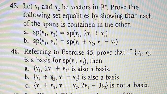 Solved Y 45. Let y, and v, be vectors in R". Prove the | Chegg.com