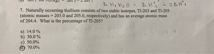 Solved Naturally occurring thallium consists of two stable | Chegg.com