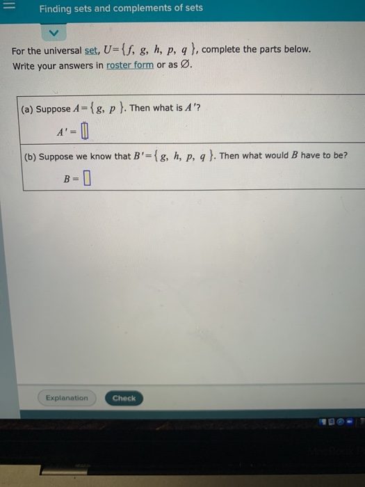 Solved Finding Sets And Complements Of Sets For The Unive Chegg Com