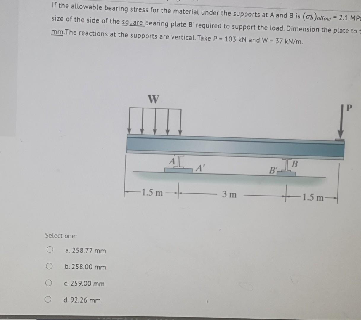 Solved If The Allowable Bearing Stress For The Material | Chegg.com