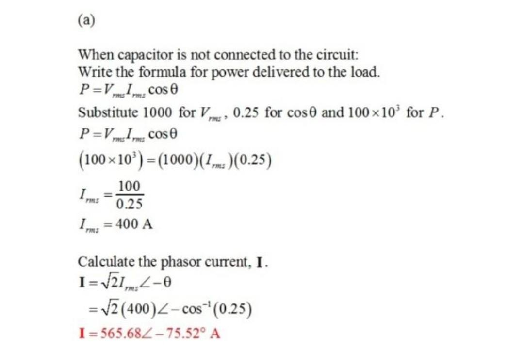 Solved In part a, why the phasor angle is negative? how to