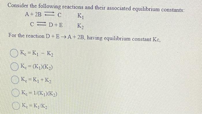 Solved Consider the following reactions and their associated | Chegg.com