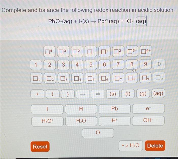 Solved Complete And Balance The Following Redox Reaction In | Chegg.com