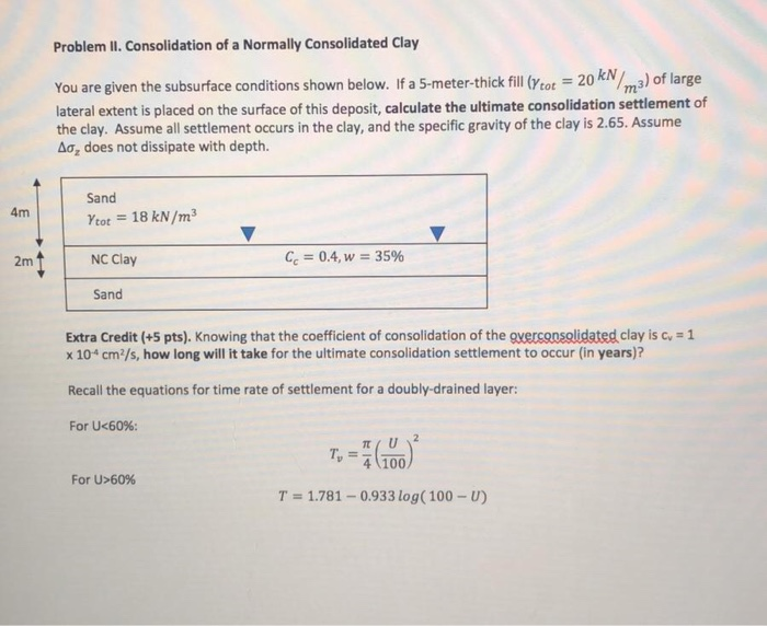 Solved Problem II. Consolidation of a Normally Consolidated | Chegg.com