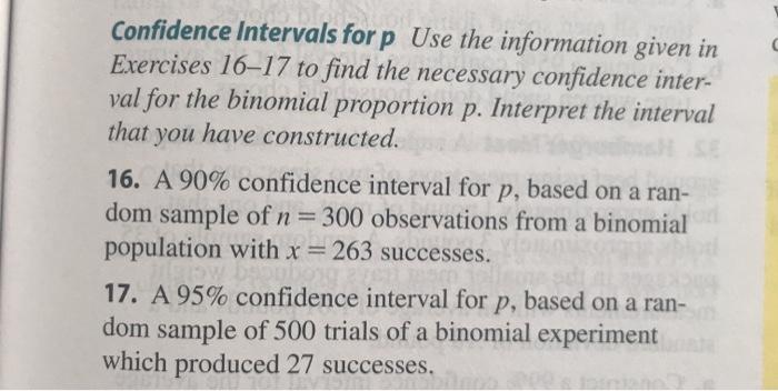 Solved Confidence Intervals for p Use the information given | Chegg.com