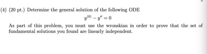 Solved 4 20 Pt Determine The General Solution Of The