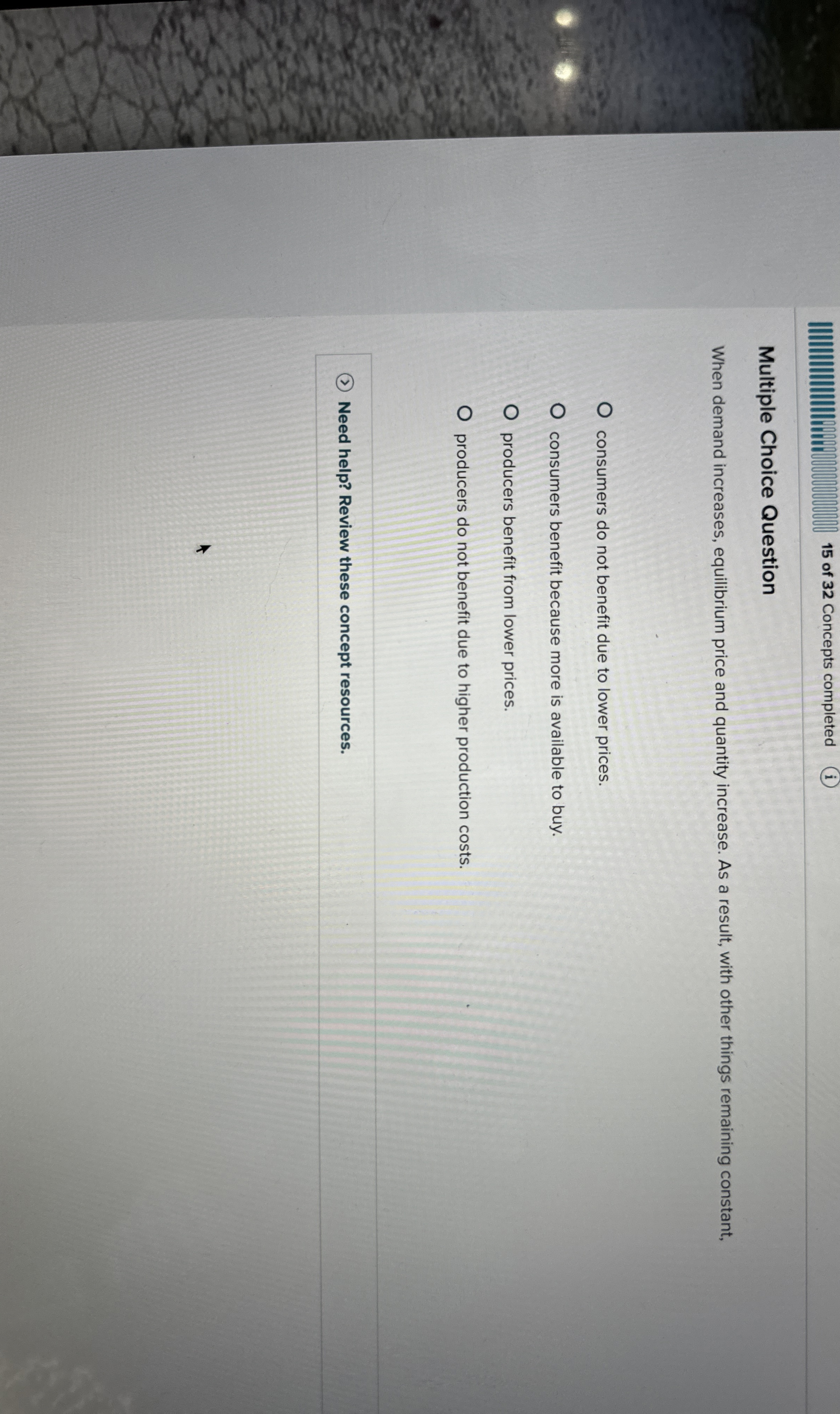 Solved 15 ﻿of 32 ﻿Concepts completed(i)Multiple Choice | Chegg.com