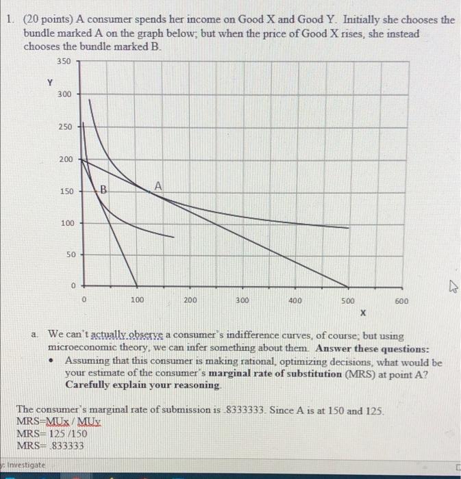 Solved (#1 Continued) B. Suppose The Price Of Good X | Chegg.com