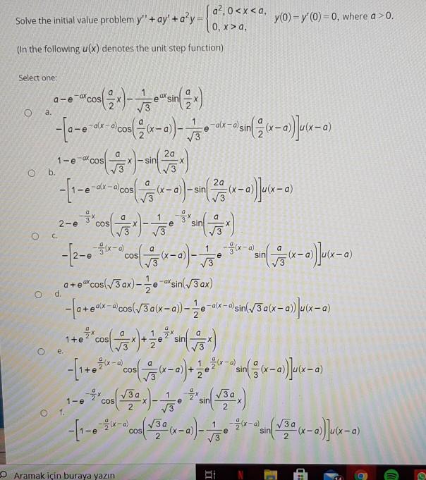 Solved a2,0 a, yO=y'O) = 0, where a > 0. (In the following | Chegg.com