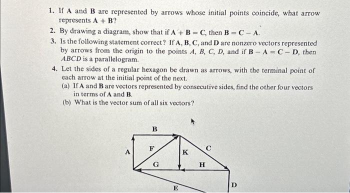 Solved 1. If A and B are represented by arrows whose initial | Chegg.com