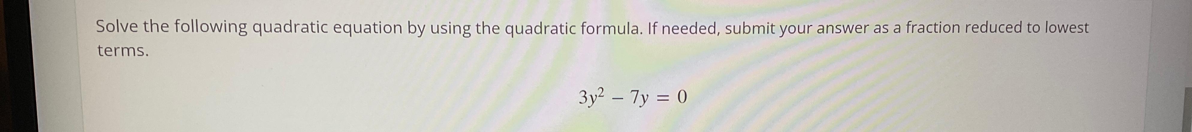 Solved Solve the following quadratic equation by using the | Chegg.com