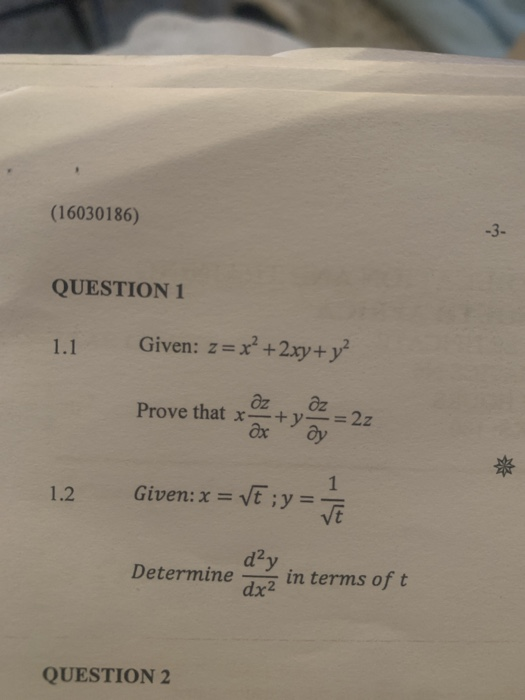 Solved 3 Question 1 1 1 Given Z X 2xy Chegg Com