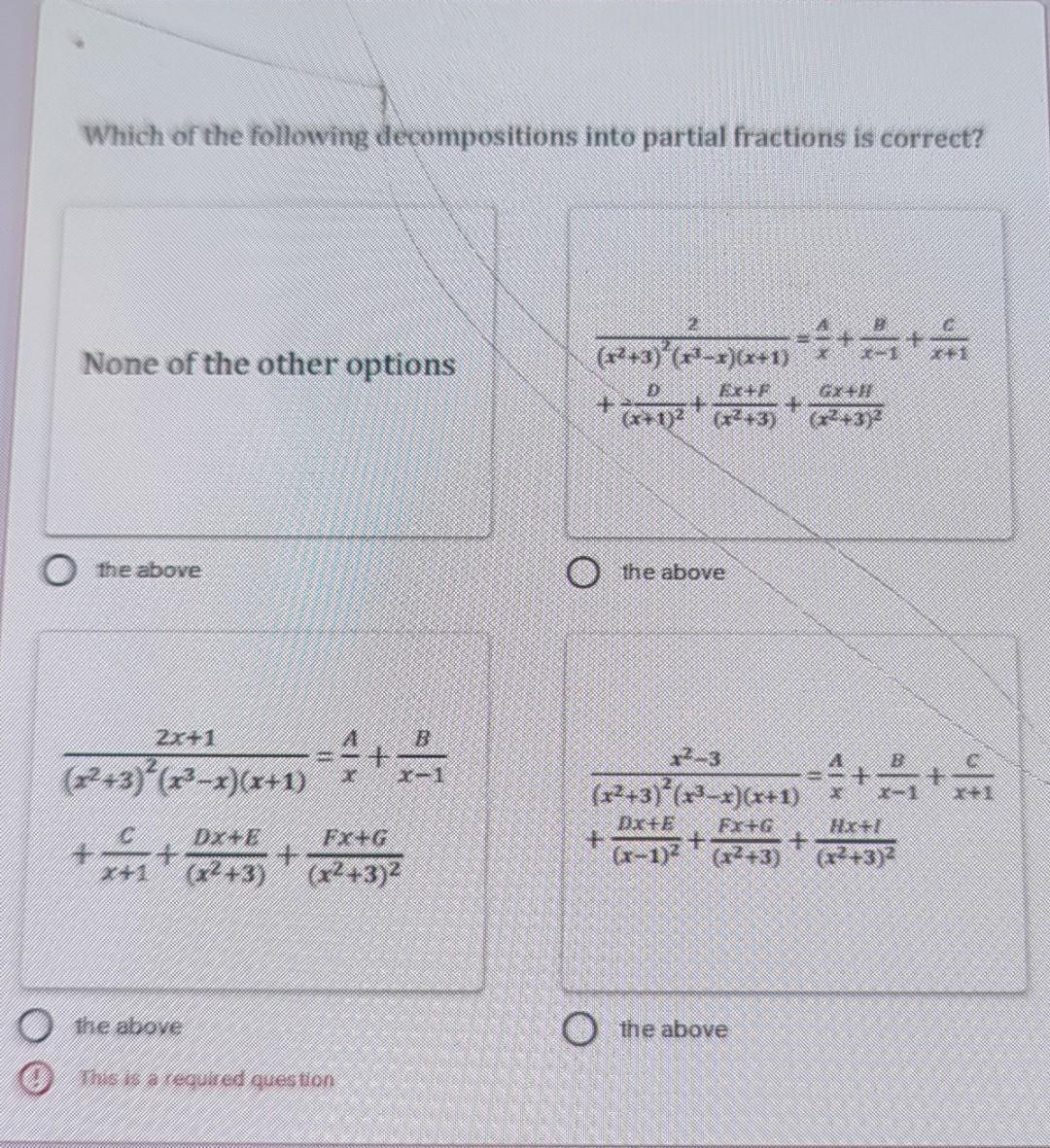 Solved Which Of The Following Decompositions Into Partial | Chegg.com