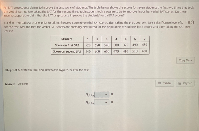 Solved An Sat Prep Course Claims To Improve The Test Score