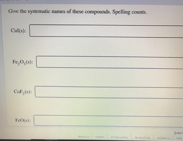 Solved Write the systematic names for the given compounds. | Chegg.com