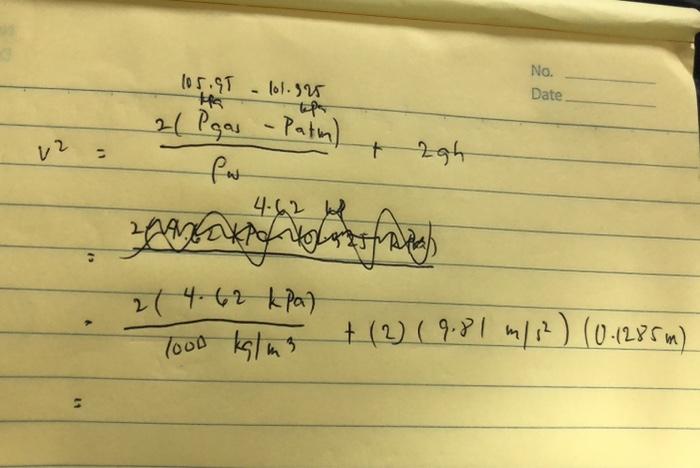 Solved =1000 kg/m32(4.62kPa)+(2)(9.81 m/s2)(0.1285 m) | Chegg.com