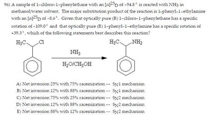 A sample of 1-chloro-1-phenylethane with an [a]25 D | Chegg.com