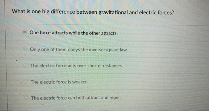 Solved What is one big difference between gravitational and | Chegg.com