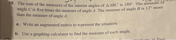 Solved 10. The sum of the measures of the interior angles of | Chegg.com