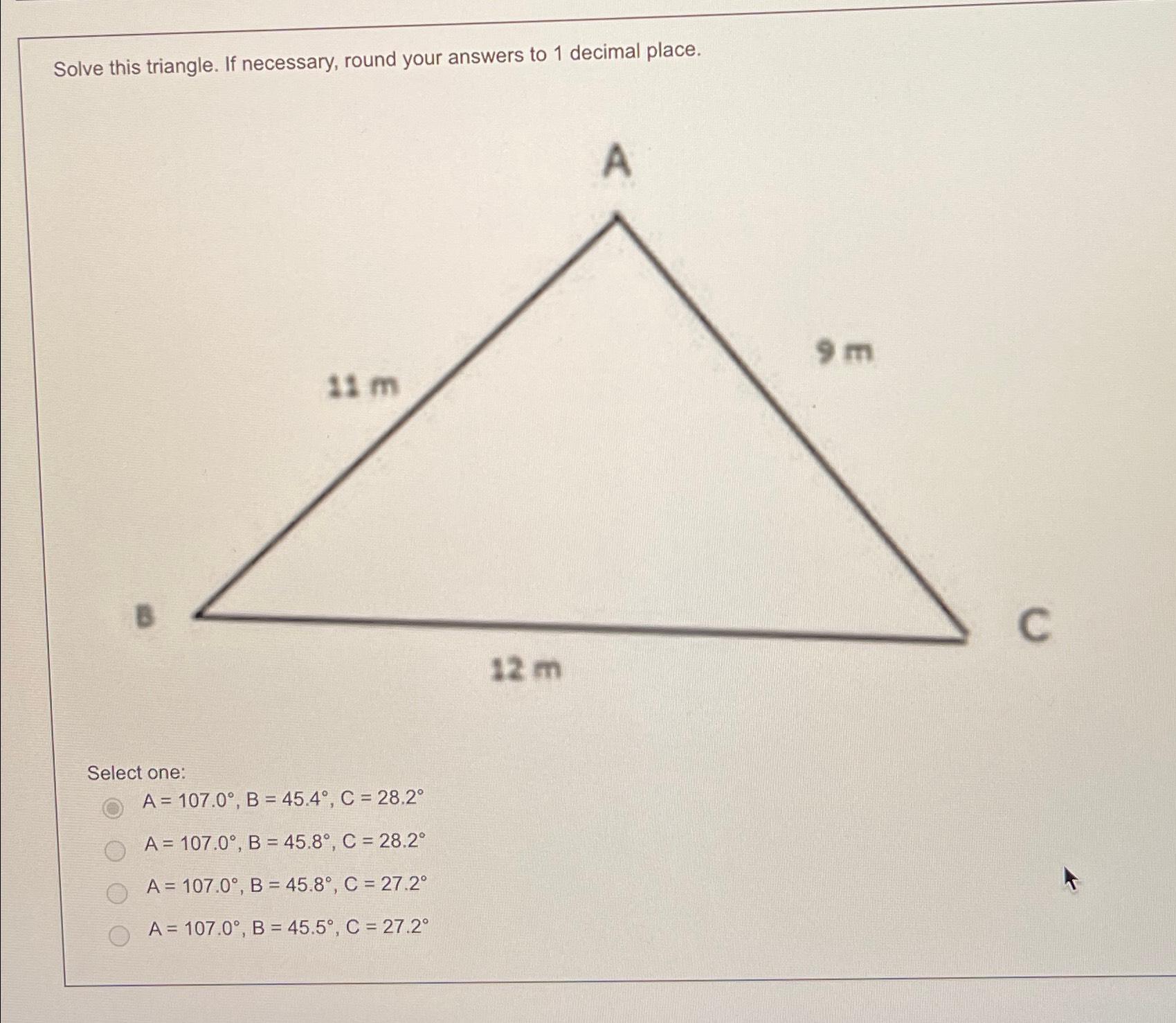 Solved Solve This Triangle. If Necessary, Round Your Answers | Chegg.com