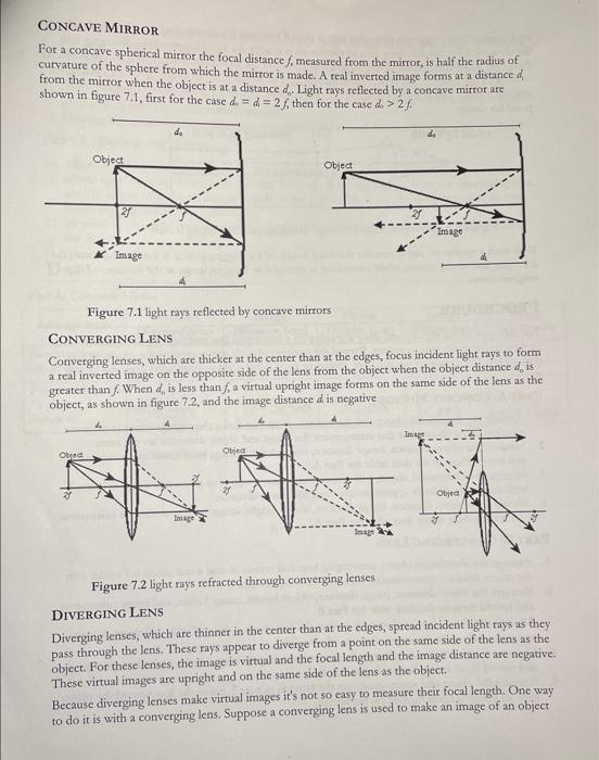 Solved Experiment 7 Mirrors and Lenses OBJECTIVES Lenses