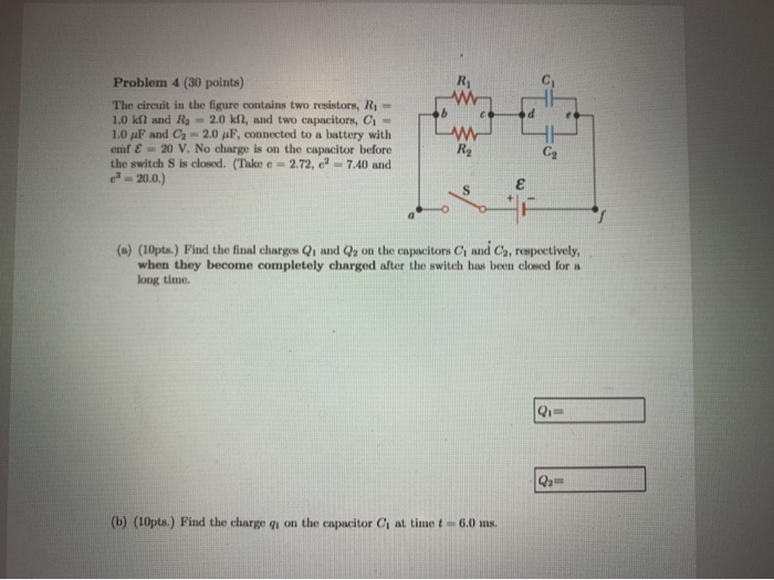 Solved R Problem 4 (30 points) The circuit in the figure | Chegg.com