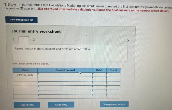 Solved 3. Show the journal entries that Calculations | Chegg.com