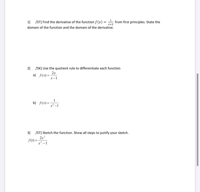 Solved 11 /5T) Find the derivative of the function f(x) = | Chegg.com