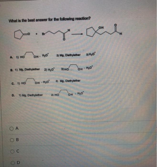 Solved What is the best answer for the following reaction? | Chegg.com