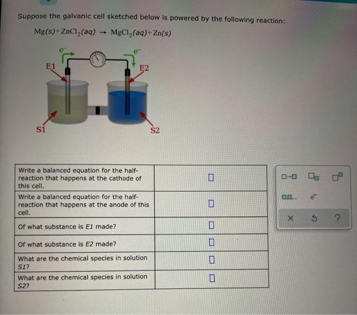 Solved Suppose the galvanic cell sketched below is powered | Chegg.com